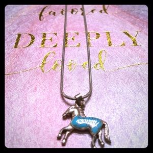 Silver & turquoise stone horse necklace